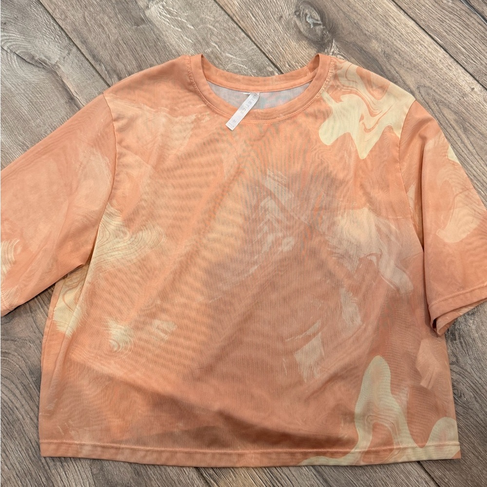 Fabletics White Mesh Panel Crop Top